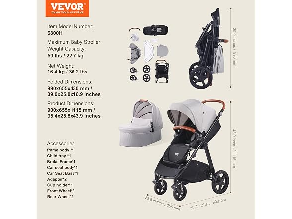 Travel System Stroller with Infant Light