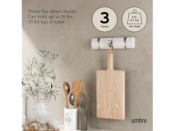 Umbra Flip Wall-Mounted Coat Rack Rail Hook