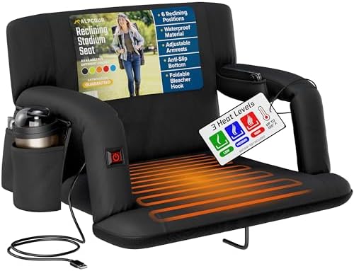Recl H Stadium Seat w Armrests - Blk