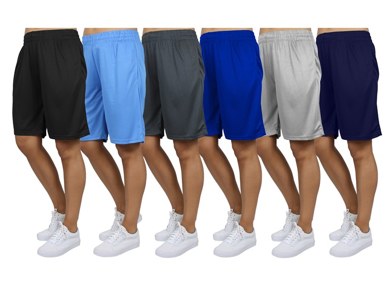 Jump Start WC-----(Women's New 6Pack) - JMMS-2600 / BK-CB-CH-RY-SV-NV / S Small 6Pk Womens Loose Fit Active Mesh Shorts Black - Carolina Blue - Charcoal - Royal - Silver - Navy