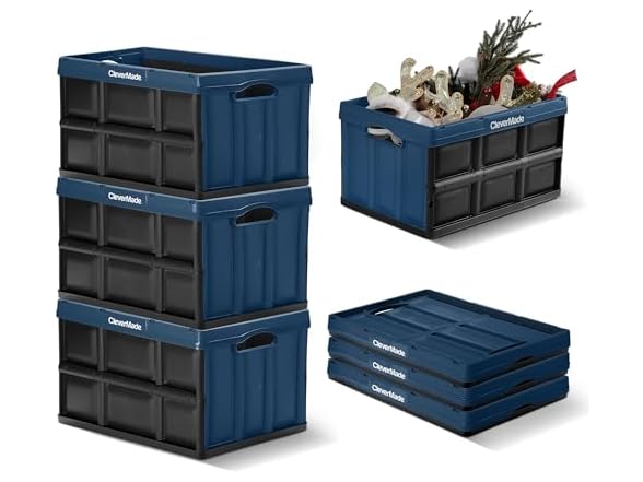 CleverMade Collapsible Storage Bins 46L (3-Pack)- Ocean