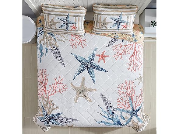 CARIBBEAN JOE Coastal 3-Piece Quilt Set, King