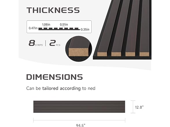 POHARE Wood Slat Wall Panels Black 2Pk