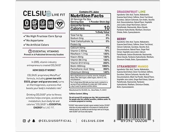 Celsius Energy Powder Sticks – Variety Pack of 30