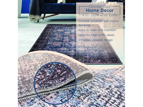 L'Baiet Amelie Blue Distressed 8x10 Runner Rug