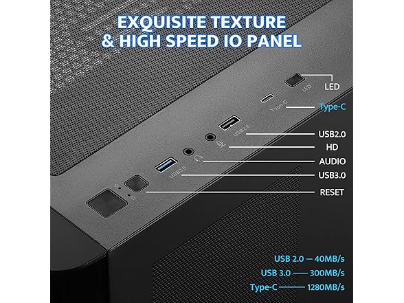 darkFlash ATX Mid-Tower PC Case, Black