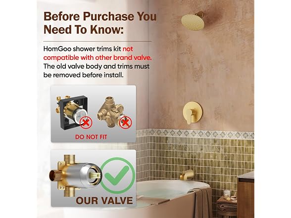 HomGoo Tub Shower Faucet Set 6" Head