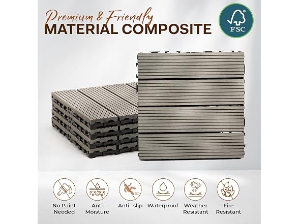 IDZO Composite Patio Deck Tiles Set of 10