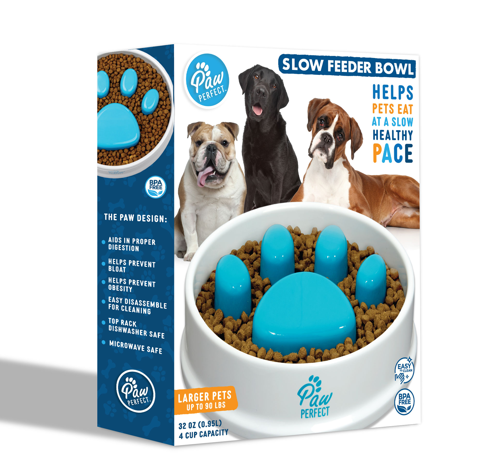 1, 2 or 3-Pk Slow Feeder 32 oz Pet Bowl - Gallery 10