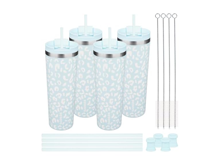 BJPKPK 4 Pack 30oz Insulated Tumbler with Lid & Straw