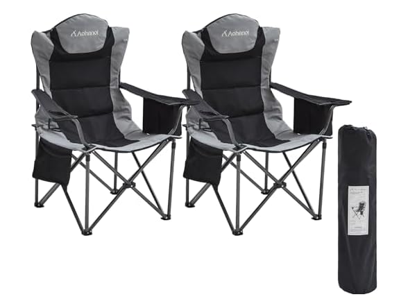 Aohanoi 2 Pack Black/Grey Camping Chairs