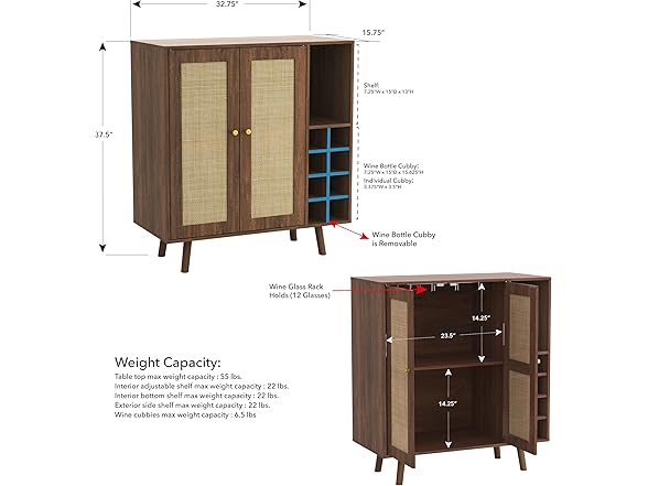 Atlantic Loft & Luv Remy Boho Mid-Century Bar Cabinet