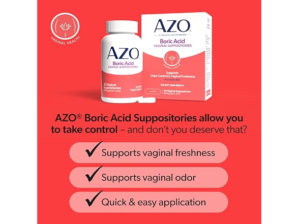 AZO Boric Acid Suppositories 600mg 30 Count
