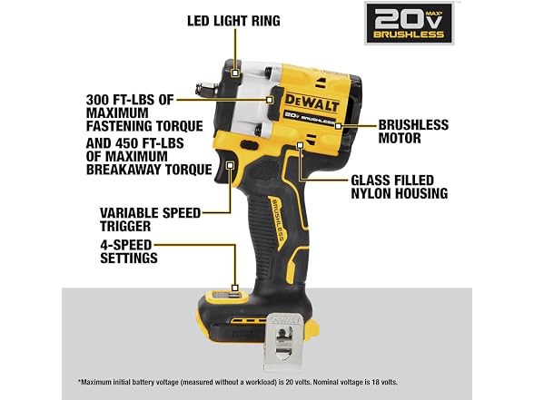 Dewalt DCF923B ATOMIC 20V MAX Impact Wrench Hog Ring