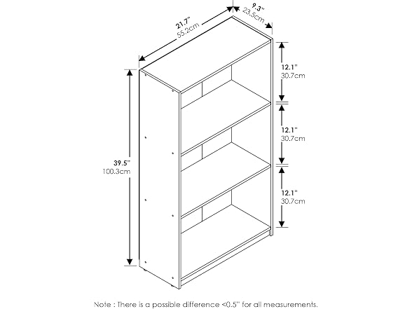 Furinno BASIC Book Shelf, 3-Tier Bookshelf