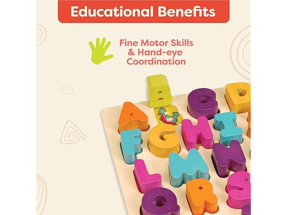 B. toys Alpha B. Tical Wooden Alphabet Puzzle