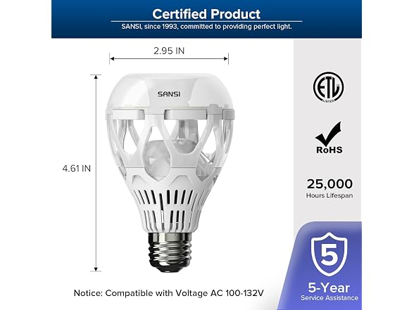 SANSI A21 22W 5000K LED Bulbs 2-Pack