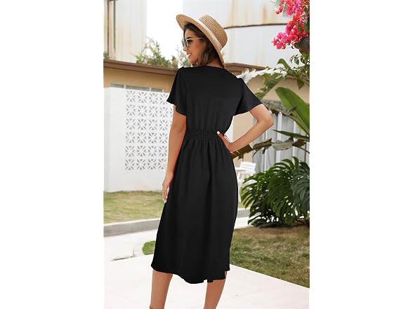 Roylamp Women (XL) Button Up Split Dress V Dress