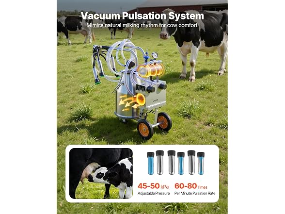 Electric Cow Milking Machine, 6.6 Gal / 25 L 304
