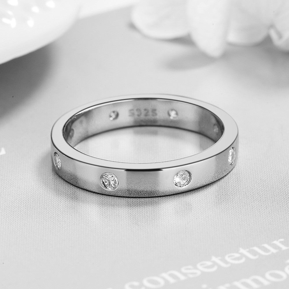 14K White Gold Plated thick Band Ring - Gallery 4