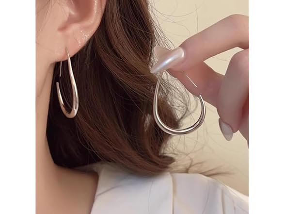 Teardrop Gold Hoop Earrings Women