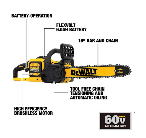 DEWALT DCCS670X1 16in 60V Chainsaw Kit (Open Box) - Gallery 8
