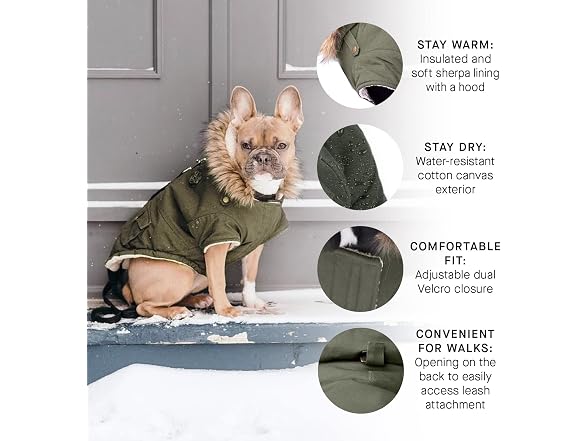 Canada Pooch Army Parka, Size 24 W, Green, D