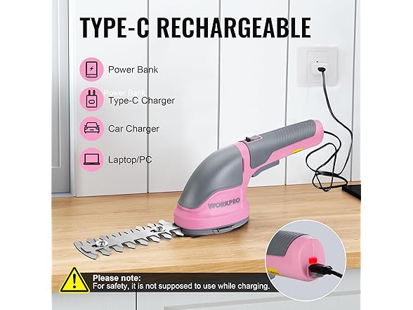 WORKPRO 2-in-1 Grass Shear Pink