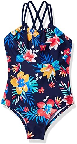 Kanu Surf Girls' Jasmine Beach Sport Halter One Piece Swimsuit, Brooke Navy, 10