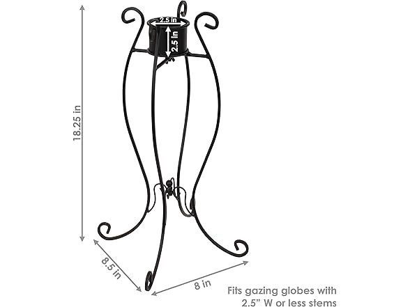 Sunnydaze Steel Gazing Globe Stand-Black