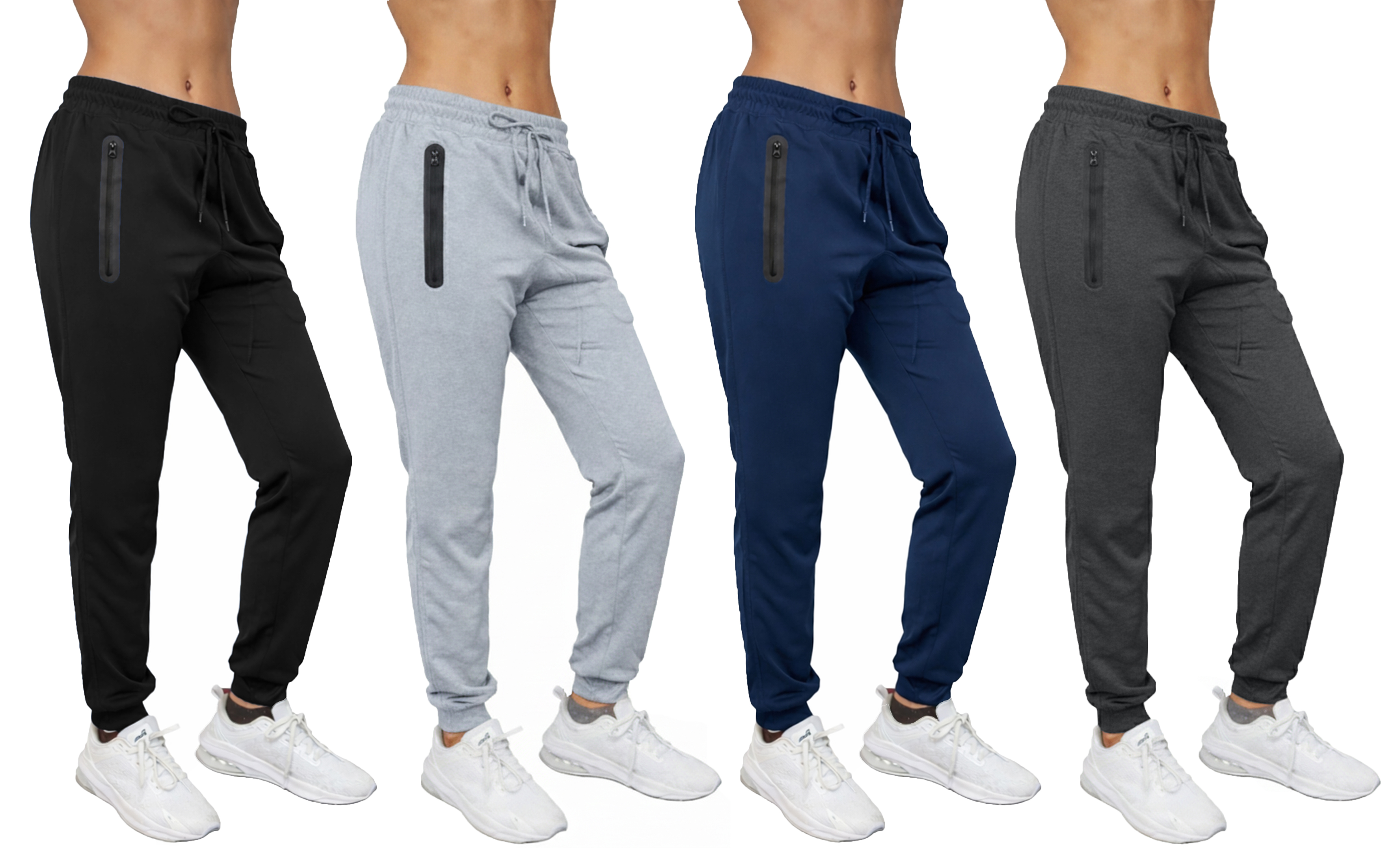 3Pk Asst Womens Tech Jogger w-Zip Pockets - Gallery 10