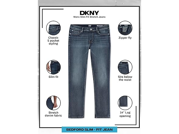DKNY Men's Bedford Slim Fit Jeans (30W x 30L)
