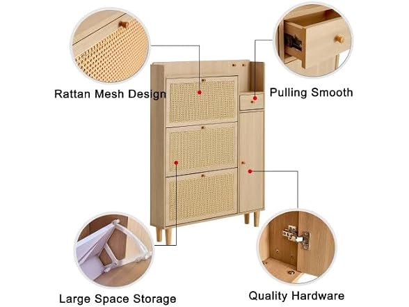GIA 4-Door Rattan Storage Cabinet