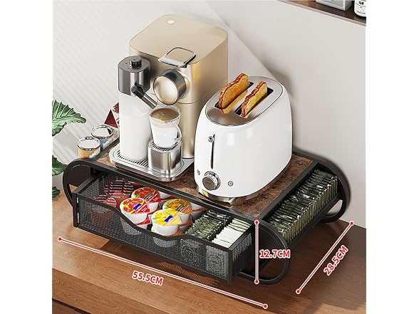 Coffee Pod Organizer Drawer with Wood Top