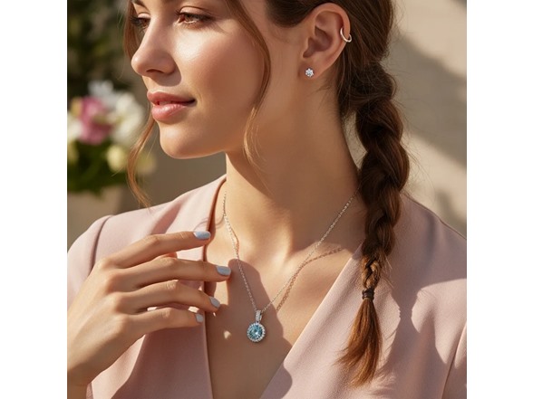 1 CTTW Turquoise Moissanite Necklace