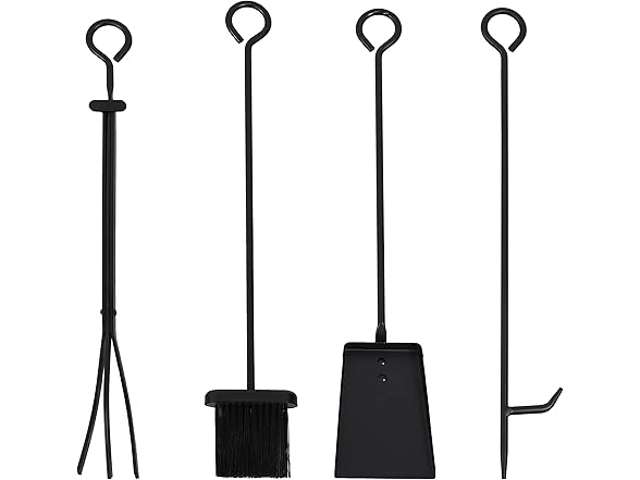 Sunnydaze 4-Piece Fireplace Log Rack & Tool Set