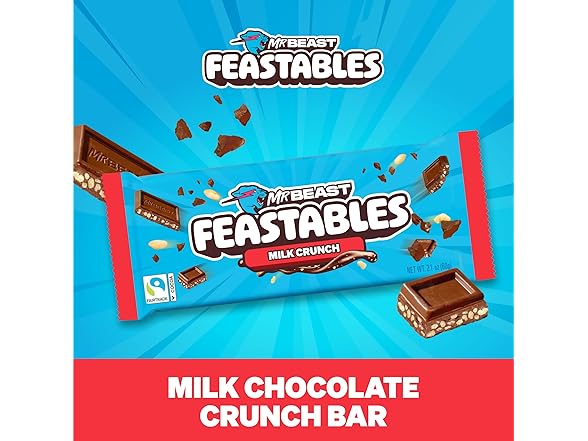 Feastables Milk Choc Crunch Bar 10ct 2.1