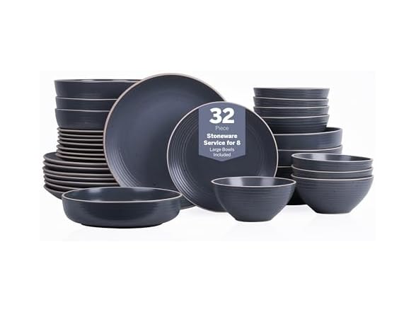 Stone Lain 32Pc Dinnerware Set, Charcoal