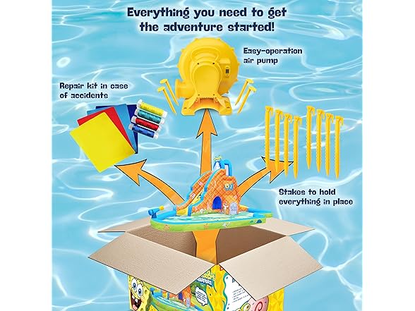 SUNNY&FUN Spongebob Deluxe Inflatable Water Slide Park