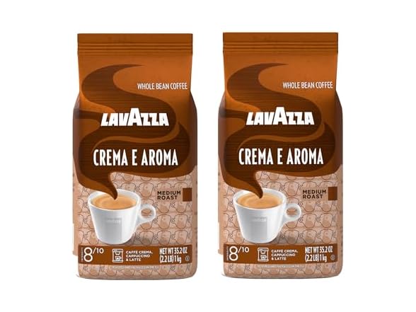 2PK Lavazza Crema E Aroma Whole Bean Coffee