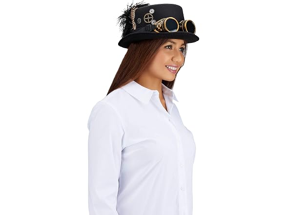CHAPEAU TRIBE (OS) Black Steampunk Top Hat - Gallery 2