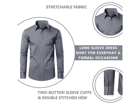 5Pk Mens L/S Stretch Dress Shirt