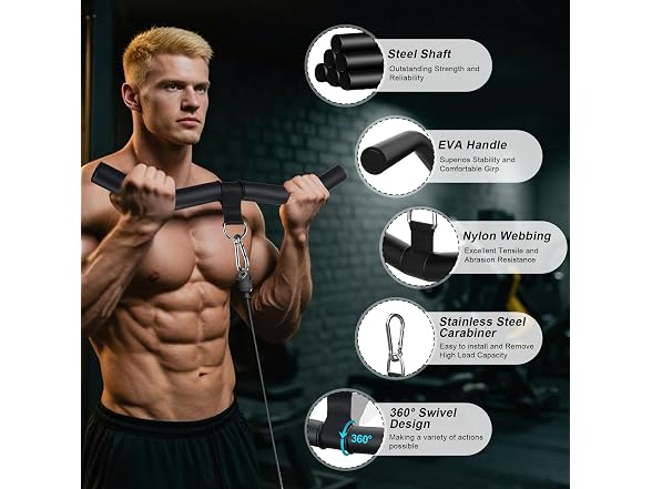 19" Lat Pulldown Bar with Non-Slip EVA Handles