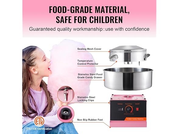Electric Cotton Candy Machine, 1000W Candy Floss