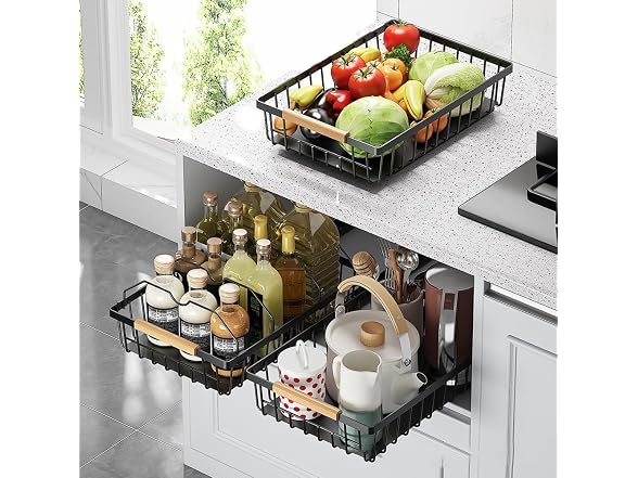 Takywep Pull Out Cabinet Organizer White