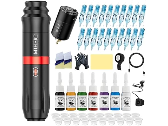 Tattoo Gun Kit with Wireless Rotary