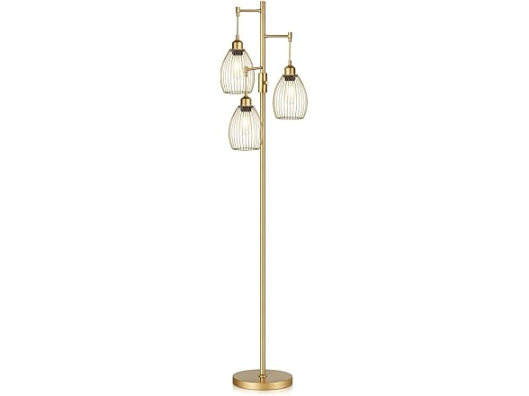 Dimmable Floor Lamp w/3 Teardrop Shackles
