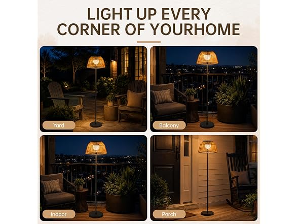 DJGIFI Solar Outdoor Floor Lamp Rattan