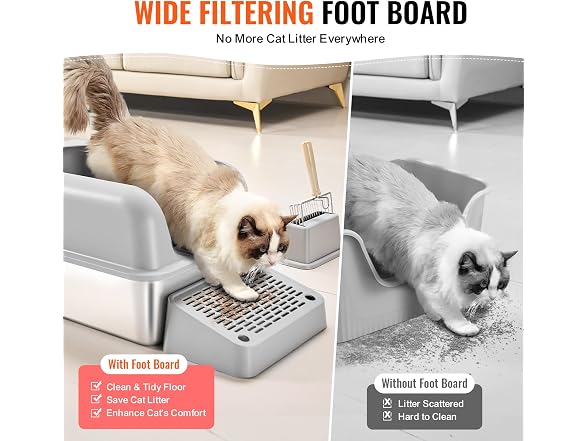 VEVOR Stainless Steel Cat Litter with Lid