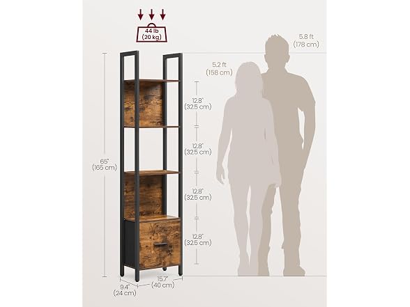 VASAGLE 5-Tier Industrial Bookshelf